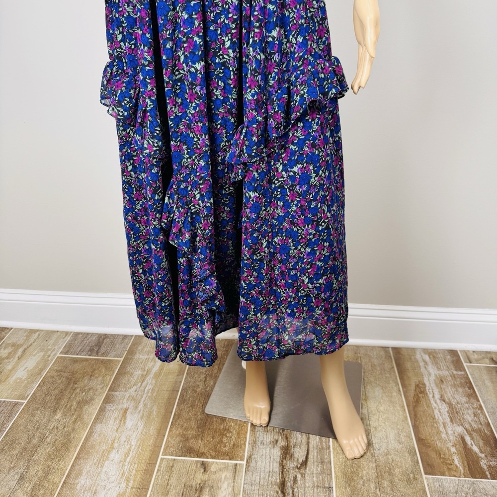 Lulus Evalina Navy Blue Floral Print Mock Neck Midi Dress Women's SZ S - Picture 4 of 16
